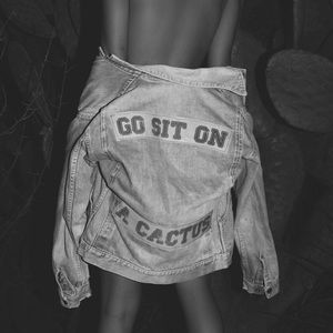 Understated Leather “Go Sit on A Cactus” Jacket